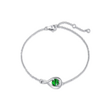 "Infinite Embrace" May Birthstone Emerald Stone Infinity Symbol Sterling Silver Bracelet