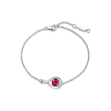 "Infinite Embrace" July Birthstone Ruby Stone Infinity Symbol Sterling Silver Bracelet