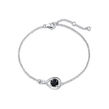 "Infinite Embrace" Black Onyx Stone Infinity Symbol Sterling Silver Bracelet
