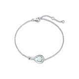"Infinite Embrace" October Birthstone Opal Stone Infinity Symbol Sterling Silver Bracelet