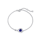"Infinite Embrace" September Birthstone Sapphire Stone Infinity Symbol Sterling Silver Bracelet