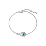 "Infinite Embrace" December Birthstone Blue Turquoise Stone Infinity Symbol Sterling Silver Bracelet