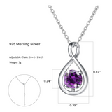 "Infinite Embrace" February Birthstone Amethyst Infinity Symbol Sterling Silver Pendant Necklace