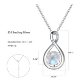 "Infinite Embrace" June Birthstone Moonstone Infinity Symbol Sterling Silver Pendant Necklace