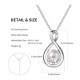 "Infinite Embrace" June Birthstone White Pearl Infinity Symbol Sterling Silver Pendant Necklace