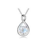 "Infinite Embrace" June Birthstone Moonstone Infinity Symbol Sterling Silver Pendant Necklace