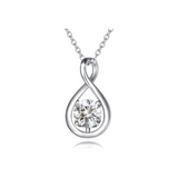 "Infinite Embrace" April Birthstone Cubic Zirconia Stone Infinity Symbol Sterling Silver Pendant Necklace