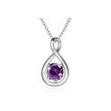 "Infinite Embrace" February Birthstone Amethyst Infinity Symbol Sterling Silver Pendant Necklace