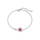 "Infinite Embrace" October Birthstone Pink Tourmaline Stone Infinity Symbol Sterling Silver Bracelet