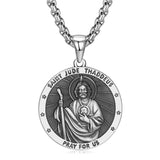 FANCIME St Jude Medals Amulet Sterling Silver Mens Pendant Necklace Saint Series