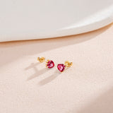 FANCIME Heart Shape 14k Solid Yellow Gold Stud Earrings