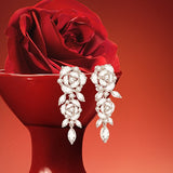 "Blooming Rose" Sterling Silver Drop Earrings