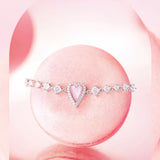 "Pink Moment" Pink Heart Sterling Silver Bracelet With White Pearl and CZ Stones