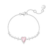 FANCIME "Pink Moment" Pink Heart Sterling Silver Bracelet With White Pearl and CZ Stones