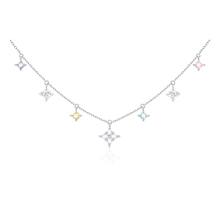 FANCIME "Starlit Dream" Colorful Star Sterling Silver Drop Necklace