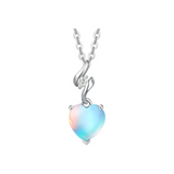 FANCIME Moonstone June Gemstone Heart Sterling Silver Necklace
