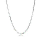 "Glamour Radiance" October Birthstone Fancy Cut White Opal Sterling Silver Tennis Necklace