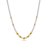 FANCIME "Glamour Radiance" November Birthstone Fancy Cut Yellow Citrine Sterling Silver Tennis Necklace