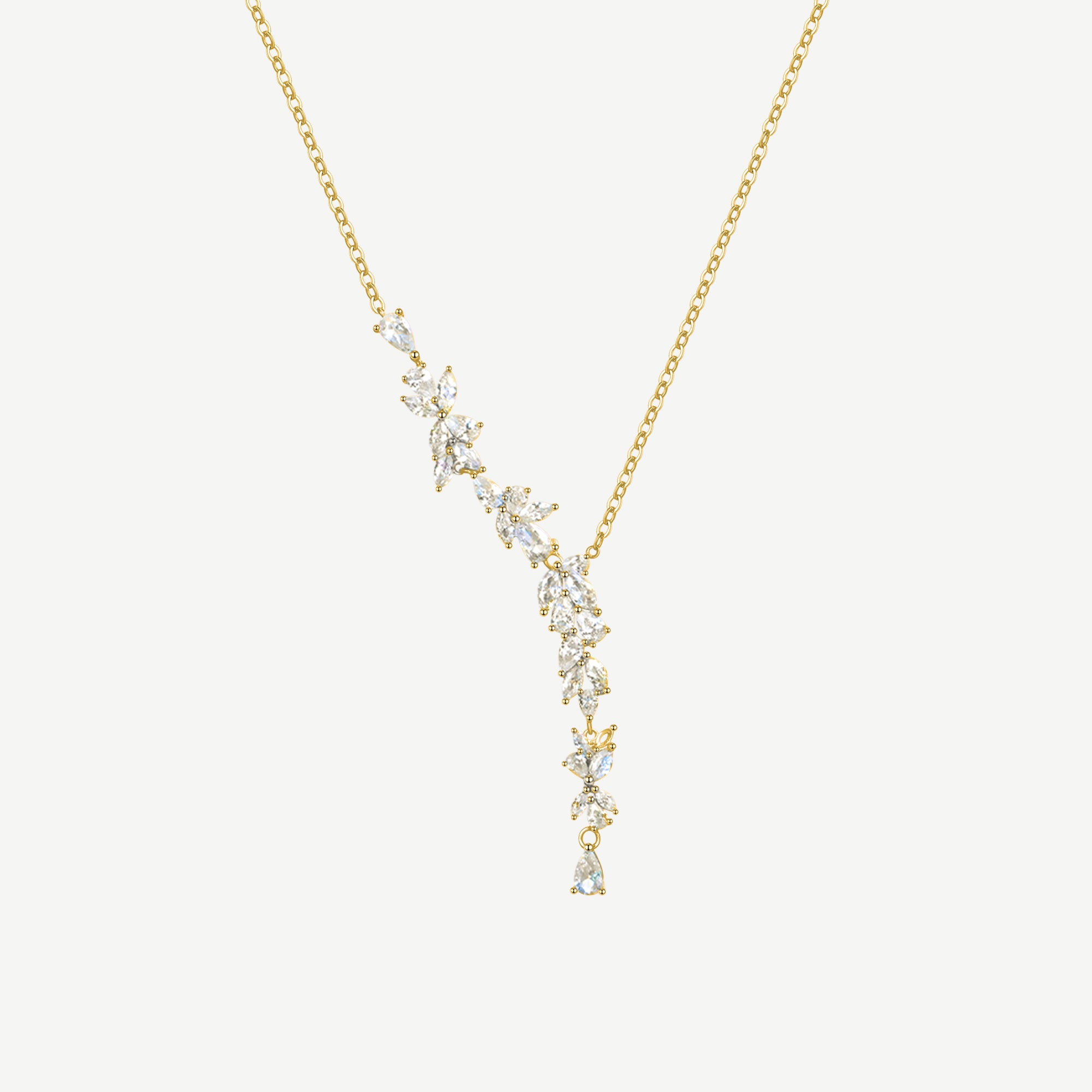 FANCIME "Wisteria Whisper" Flower Drop Y Sterling Silver Necklace