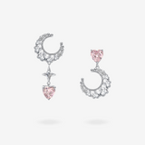 "Pink Dream" Moon Star Sterling Silver Dangling Earrings