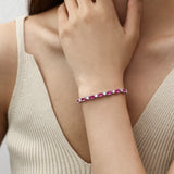 "Glamour Radiance" October Birthstone Fancy Cut Tennis Tourmaline Sterling Silver Bracelet