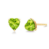 FANCIME Heart Shape 14k Solid Yellow Gold Gemstone Stud Earrings