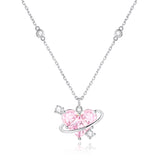 FANCIME "Sweetheart" Pink Planet Sterling Silver Necklace