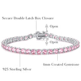 "Pink Romance" Pink Stone Tennis Sterling Silver Bracelet