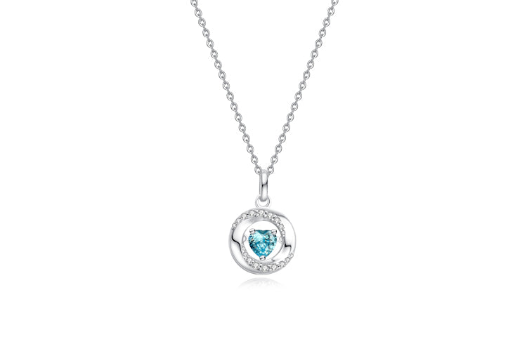 FANCIME  “FALL IN LOVE” Couples Blue Zircon Sterling Silver Necklaces