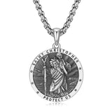 FANCIME St Christopher Medals Amulet Sterling Silver Mens Pendant Necklace Saint Series