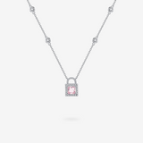 FANCIME "Pink Vow" Padlock Sterling Silver Necklace Main