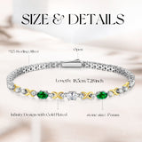 FANCIME "Eternal Duo" May Birthstone Emerald Sterling Silver Tennis Bracelets