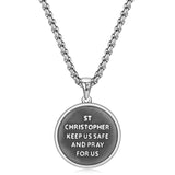 FANCIME St Christopher Medals Amulet Sterling Silver Mens Pendant Necklace Saint Series