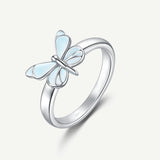 FANCIME "Starlight Butterfly" Luminous Enamel Silver Ring