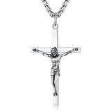 FANCIME Crucifix Cross Polished Sterling Silver Mens Necklace