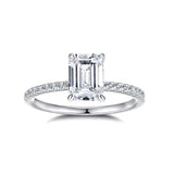 FANCIME Classic Solitaire Radiant Cut Moissanite Sterling Silver Ring