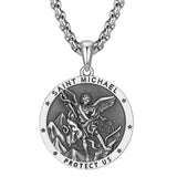 FANCIME St Michael Medals Amulet Sterling Silver Mens Pendant Necklace Saint Series