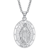 FANCIME Virgin Mary Medals Amulet Sterling Silver Mens Pendant Necklace Saint Series