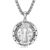 FANCIME St Benedict Medals Amulet Sterling Silver Mens Pendant Necklace Saint Series