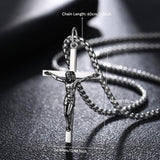 FANCIME Crucifix Cross Polished Sterling Silver Mens Necklace