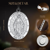 FANCIME Virgin Mary Medals Amulet Sterling Silver Mens Pendant Necklace Saint Series