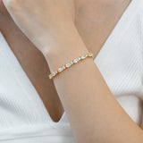 "Glamour Radiance" April Birthstone Fancy Cut Oval Cubic Zirconia Tennis Sterling Silver Bracelet