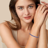 "Eternal Elegance" September Birthstone  Sapphire  Sterling Silver Tennis Bracelet Classic Bolo Chain