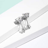 FANCIME 2cttw Dainty Solitaire Moissanite 14K White Gold Stud Earrings