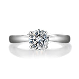 FANCIME Classic Round Cut Solitaire Moissanite Sterling Silver Ring