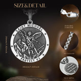 FANCIME St Michael Medals Amulet Sterling Silver Mens Pendant Necklace Saint Series