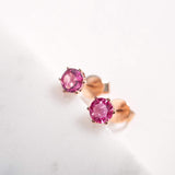 FANCIME Pink Tourmaline 14K Rose Gold Stud Earrings