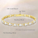 "Glamour Radiance" April Birthstone Fancy Cut Oval Cubic Zirconia Tennis Sterling Silver Bracelet