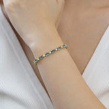 "Glamour Radiance" December Birthstone Fancy Cut Tennis Blue Topaz Sterling Silver Bracelet