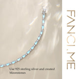 "Glamour Radiance" June Birthstone Fancy Cut Tennis Moonstone Sterling Silver Bracelet